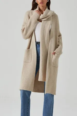 Astr - Noemi Camel Scarf Long Cardigan