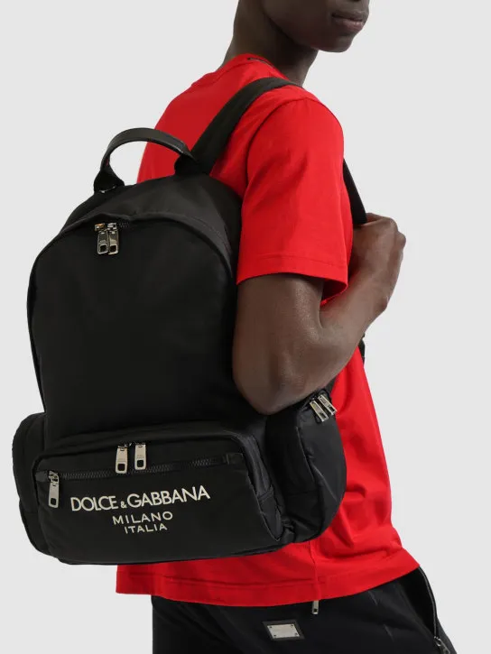 Dolce&amp;Gabbana   Rubberized logo nylon backpack 
