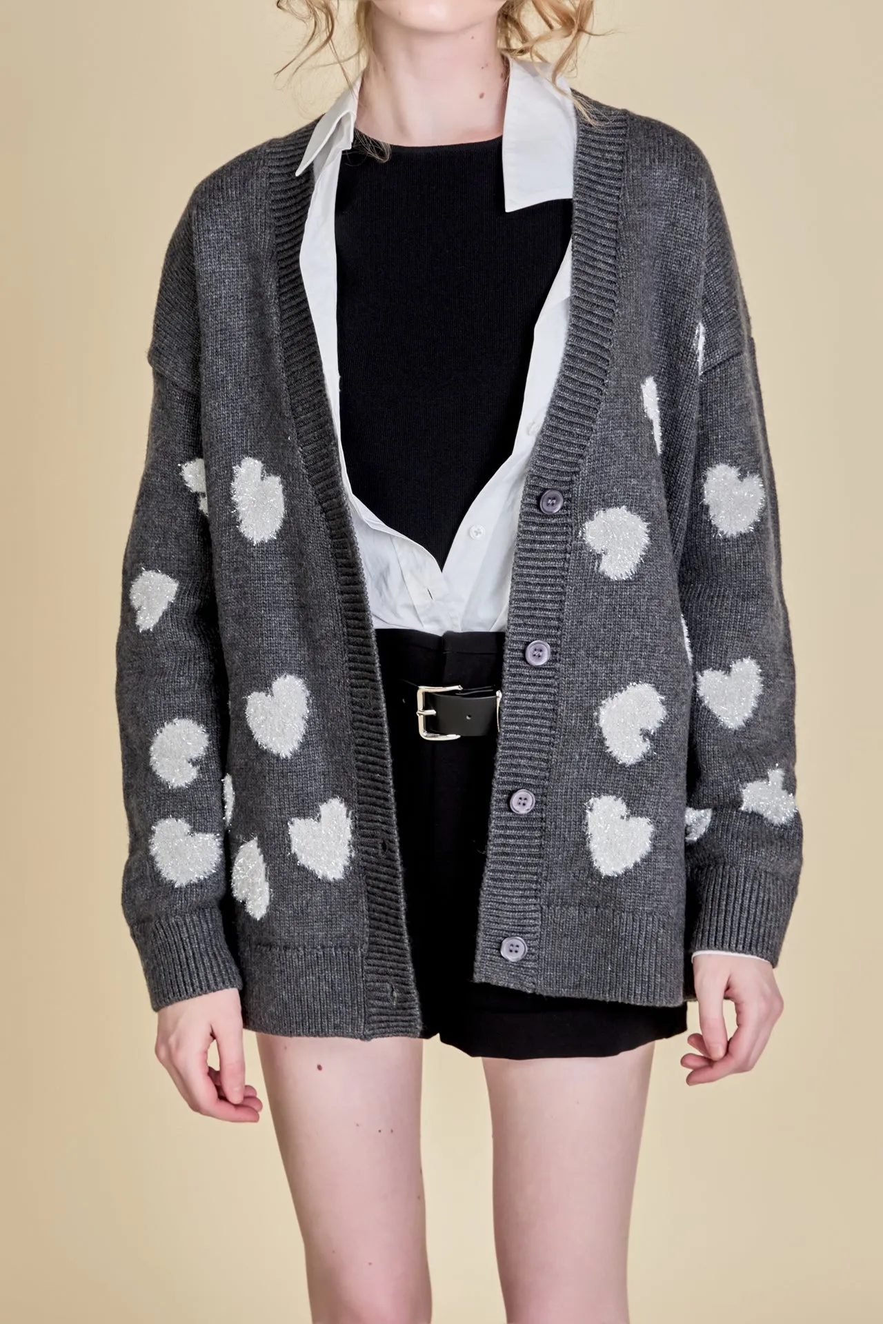English Factory - Lurex Heart Cardigan