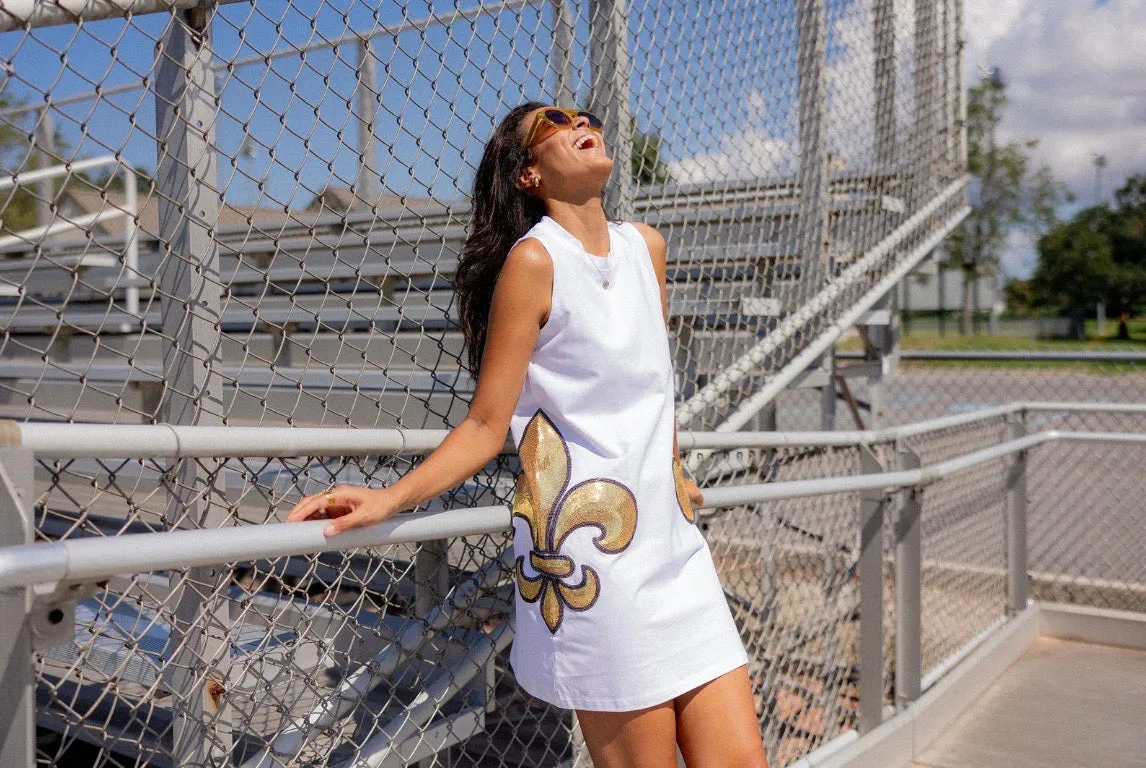 FLEUR DE LIS TANK DRESS White