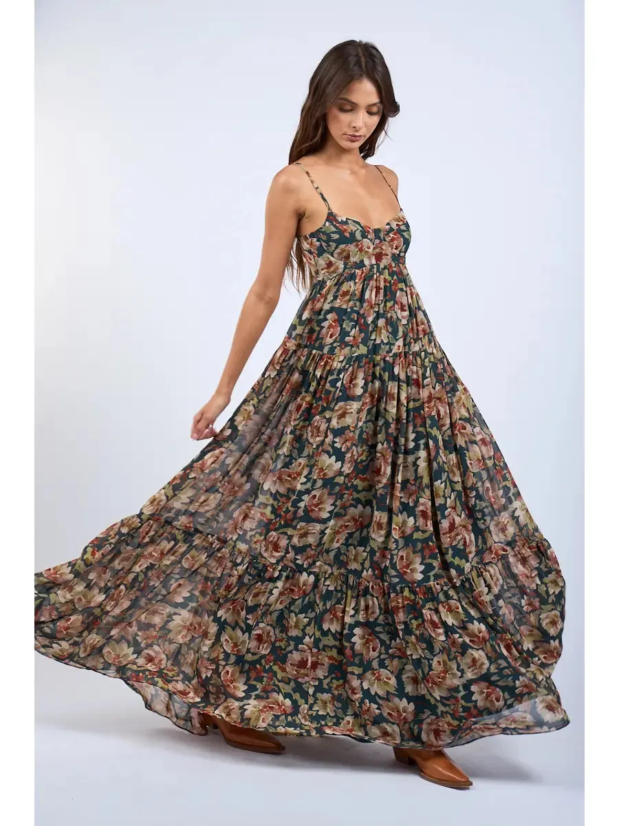 Floral Open Back Maxi Dress