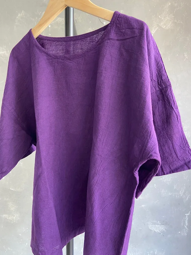 Hand Dyed Short Top in Dark Purple