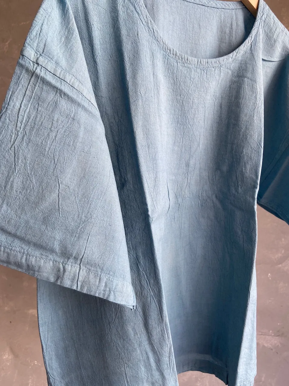 Hand Dyed Short Top in Light Blue