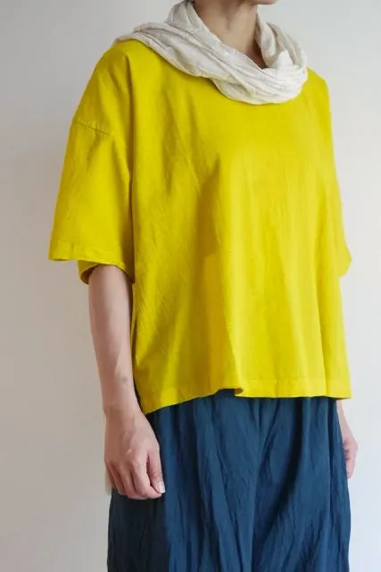 Hand Dyed Short Top in Mustard Yellow