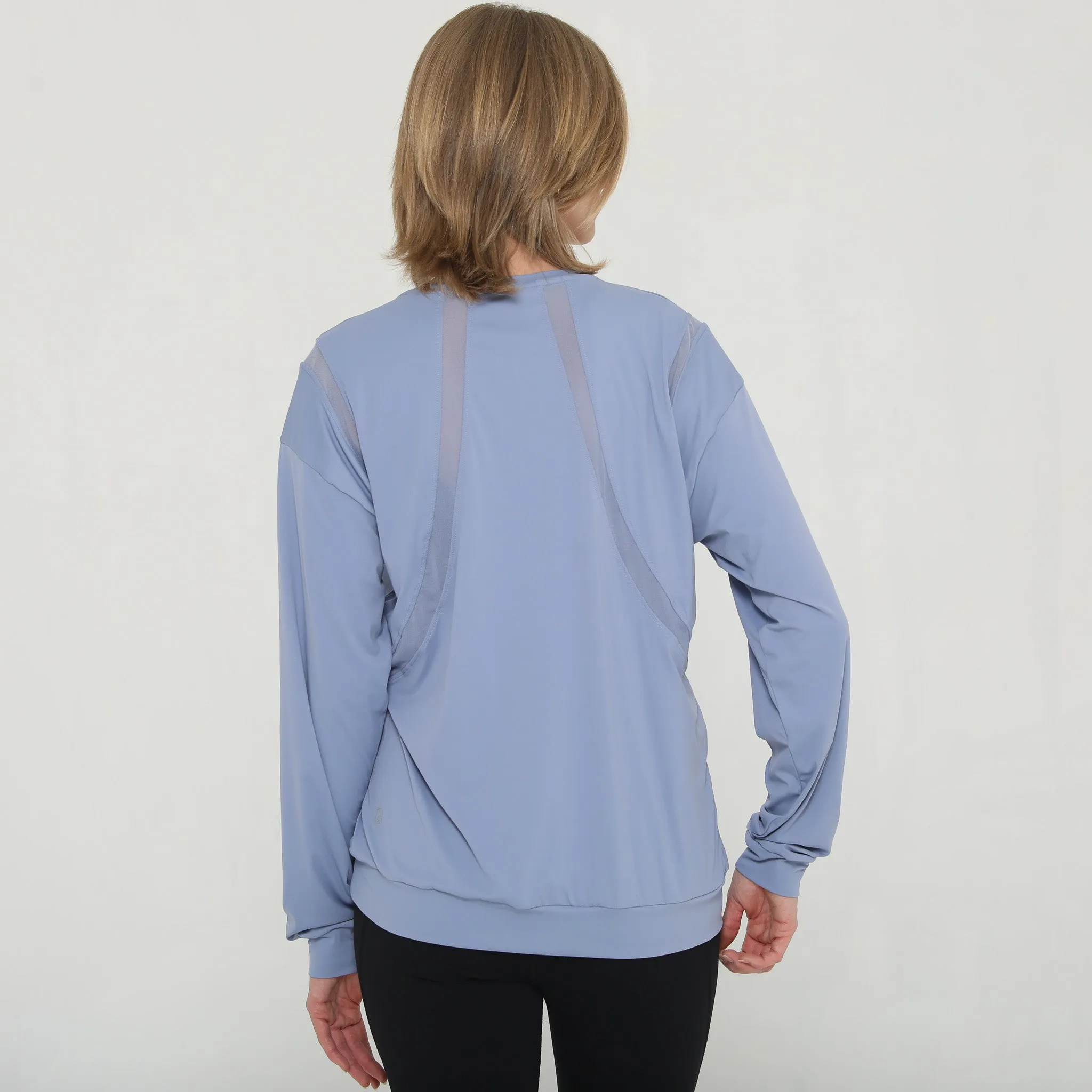Ivy Mesh Long Sleeve Nursing Top (Pitch Blue)