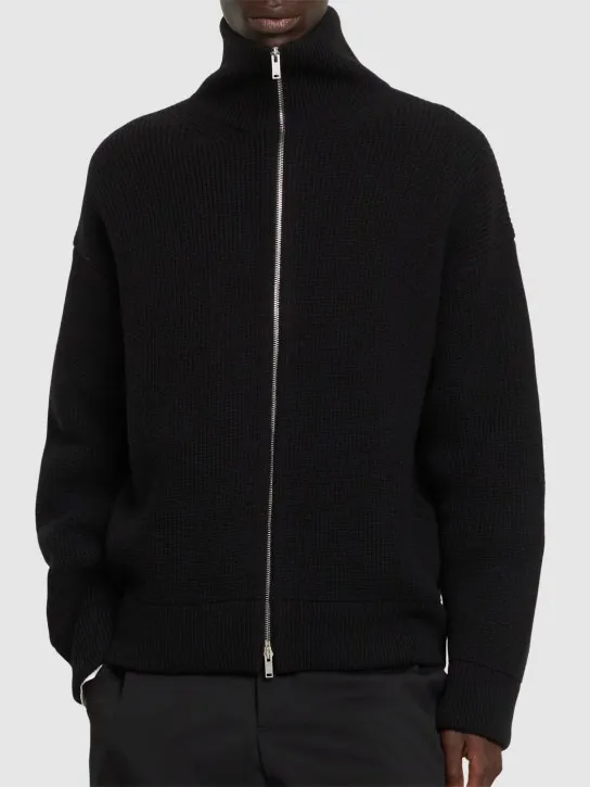 Jil Sander   Shetland cashmere &amp; wool zip cardigan 