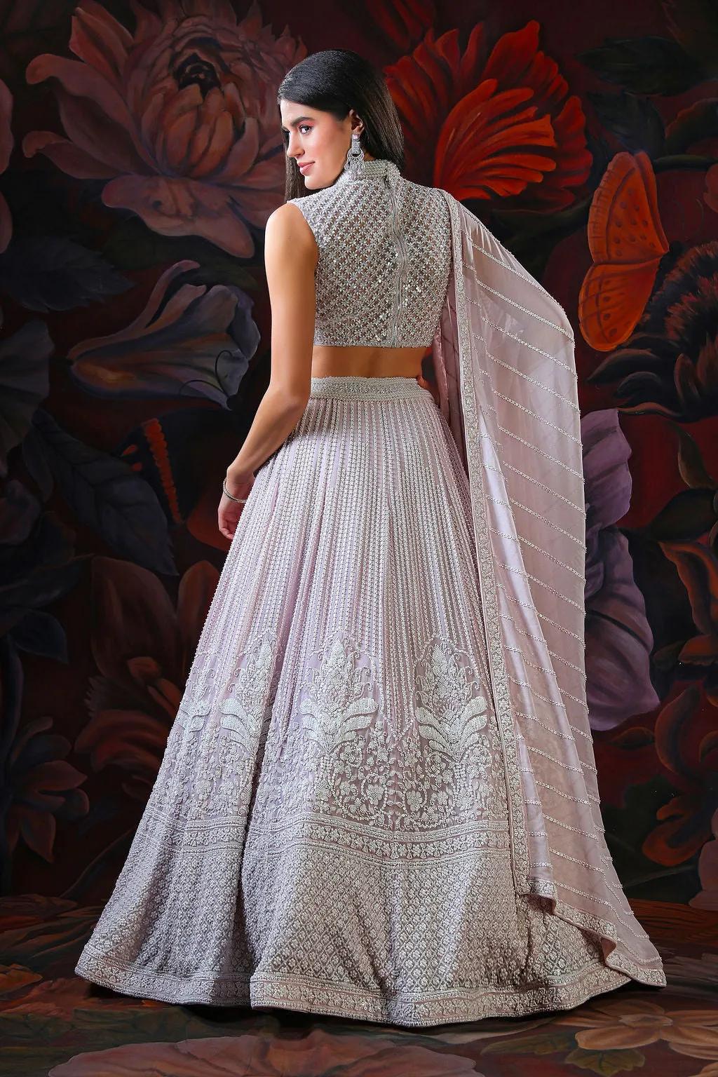 Lilac Lehenga with Embroidery Stylish Top