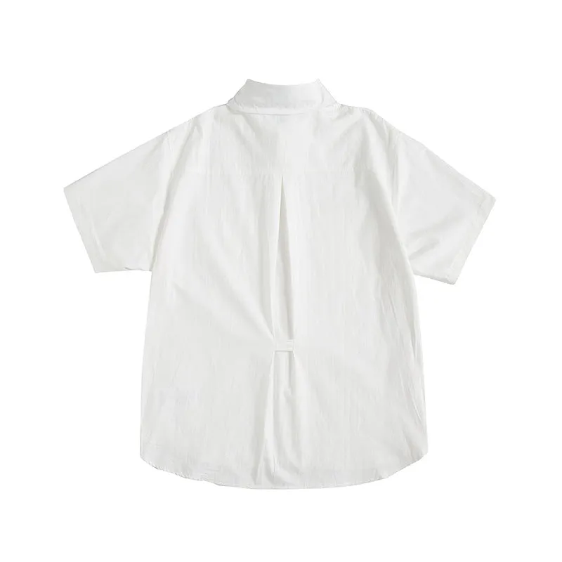 Men T-Shirt Summer Solid Color Shirt Retro Short Sleeve Men