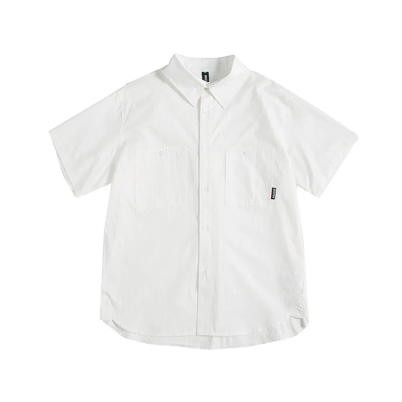 Men T-Shirt Summer Solid Color Shirt Retro Short Sleeve Men