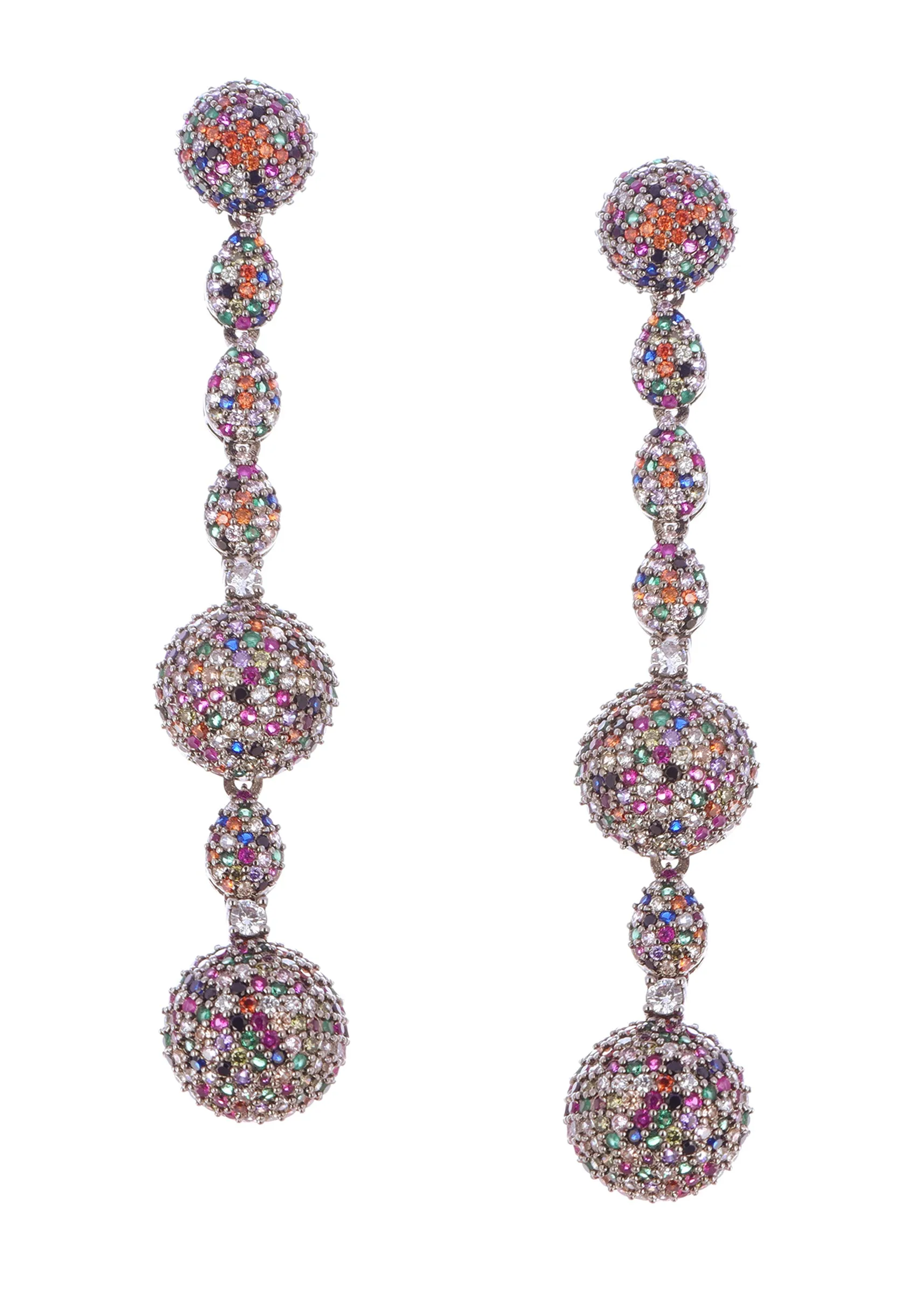 Multicolour Diamond Danglers In Mix Metal