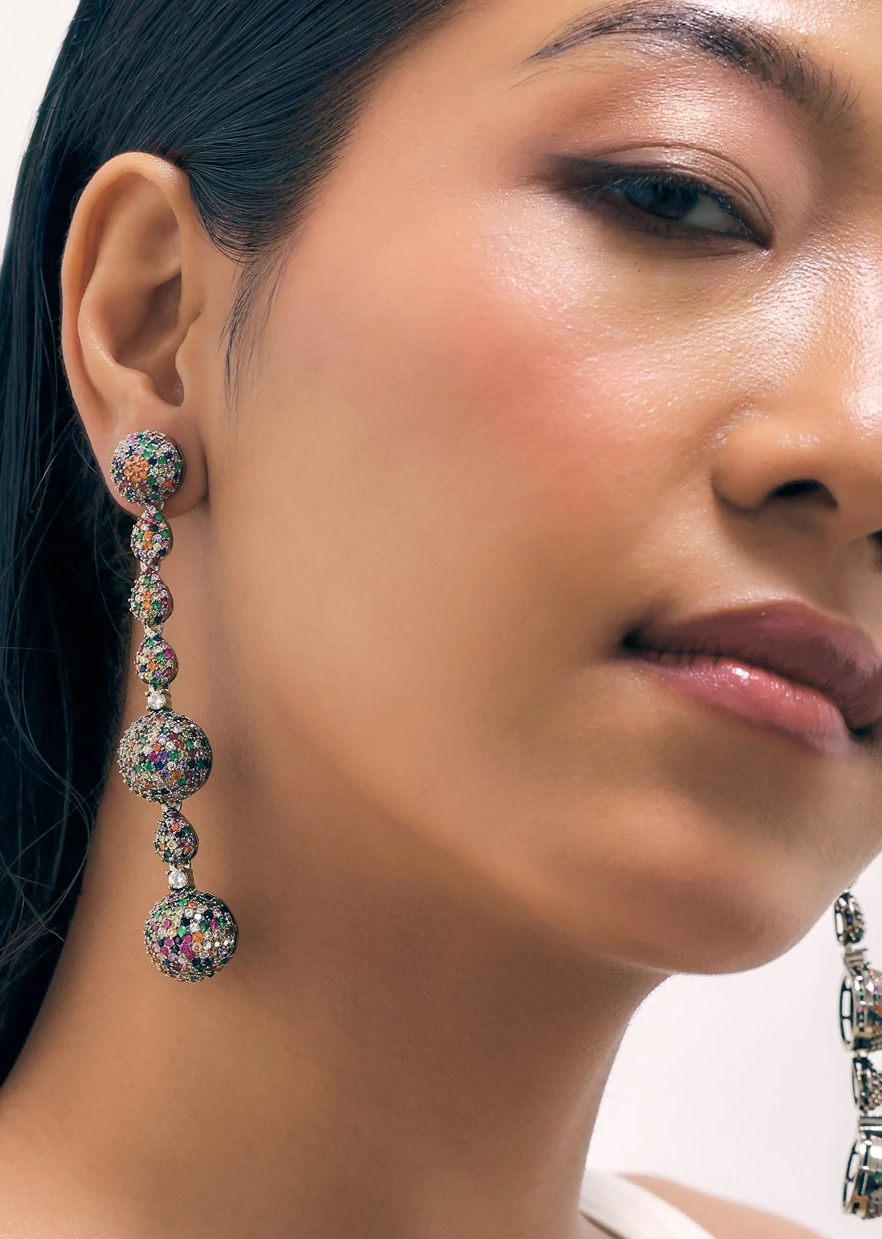 Multicolour Diamond Danglers In Mix Metal