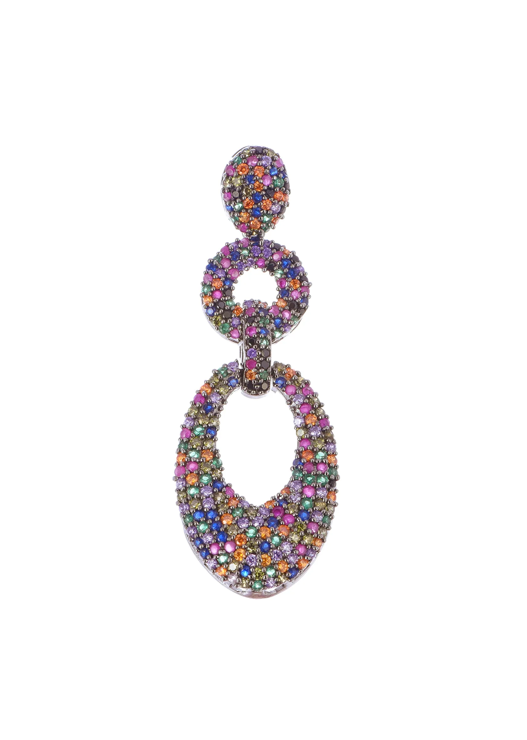 Multicolour Diamond Earrings In Mix Metal