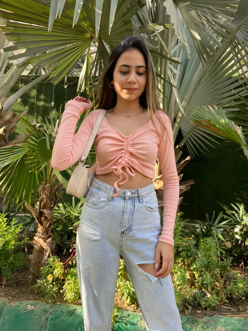 Peach Ruched top