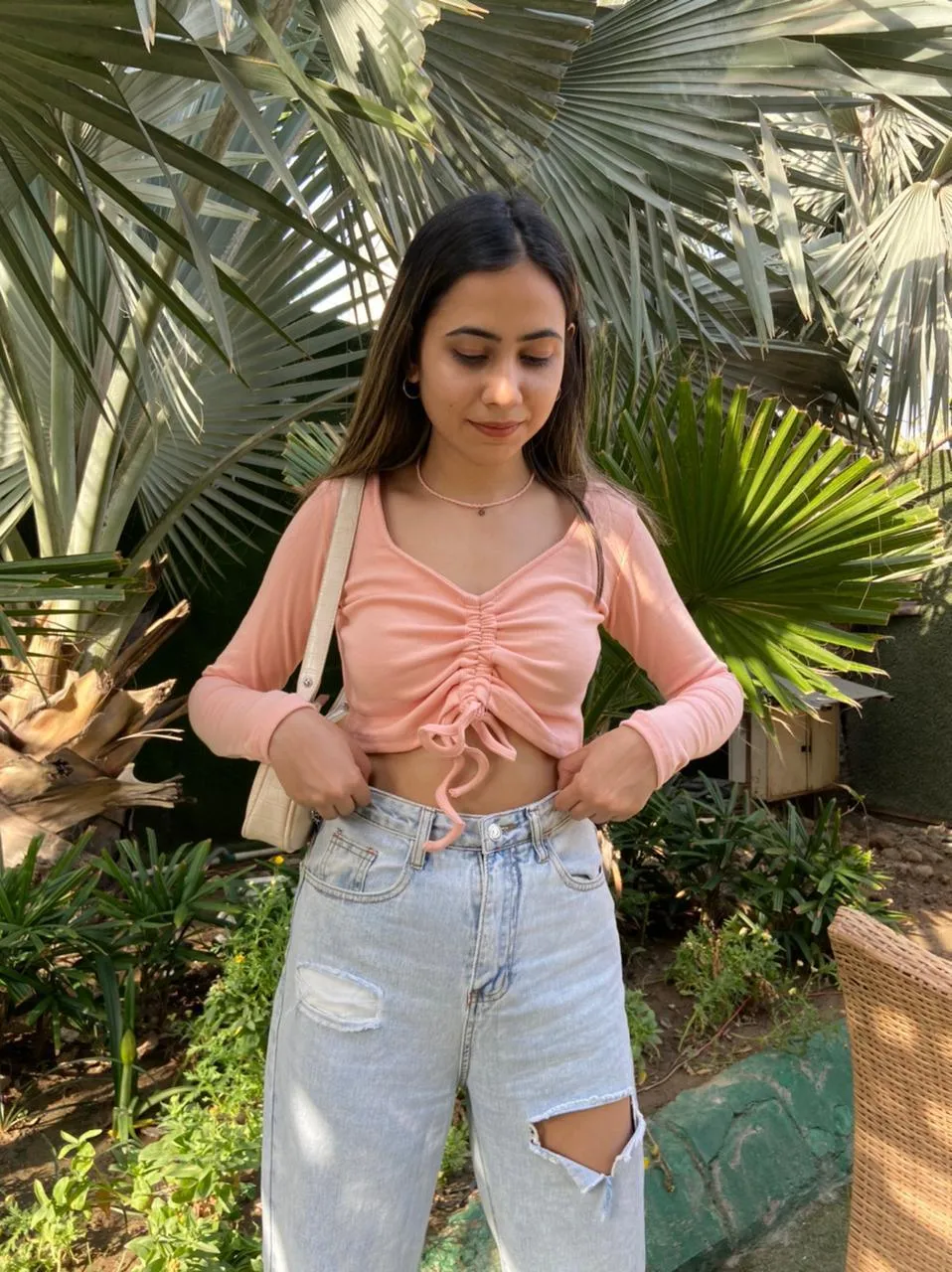 Peach Ruched top