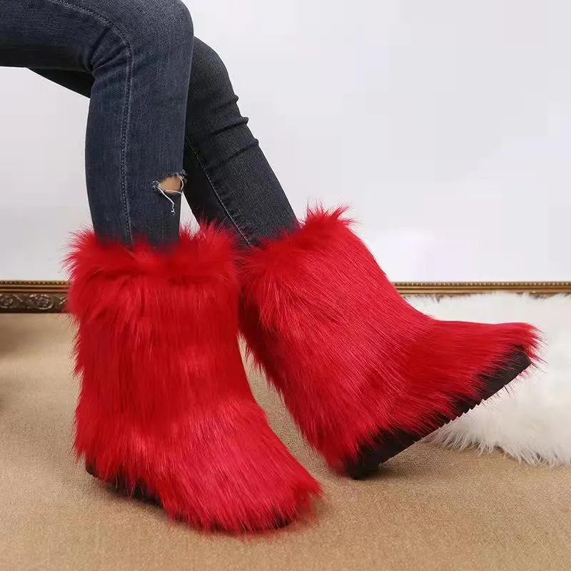 Plush Mid Calf Length Snow Boots for Women