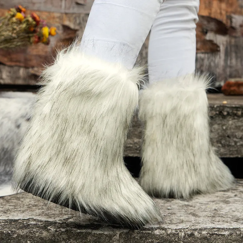 Plush Mid Calf Length Snow Boots for Women