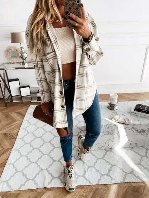 Plush Plaid Cardigan Jacket
