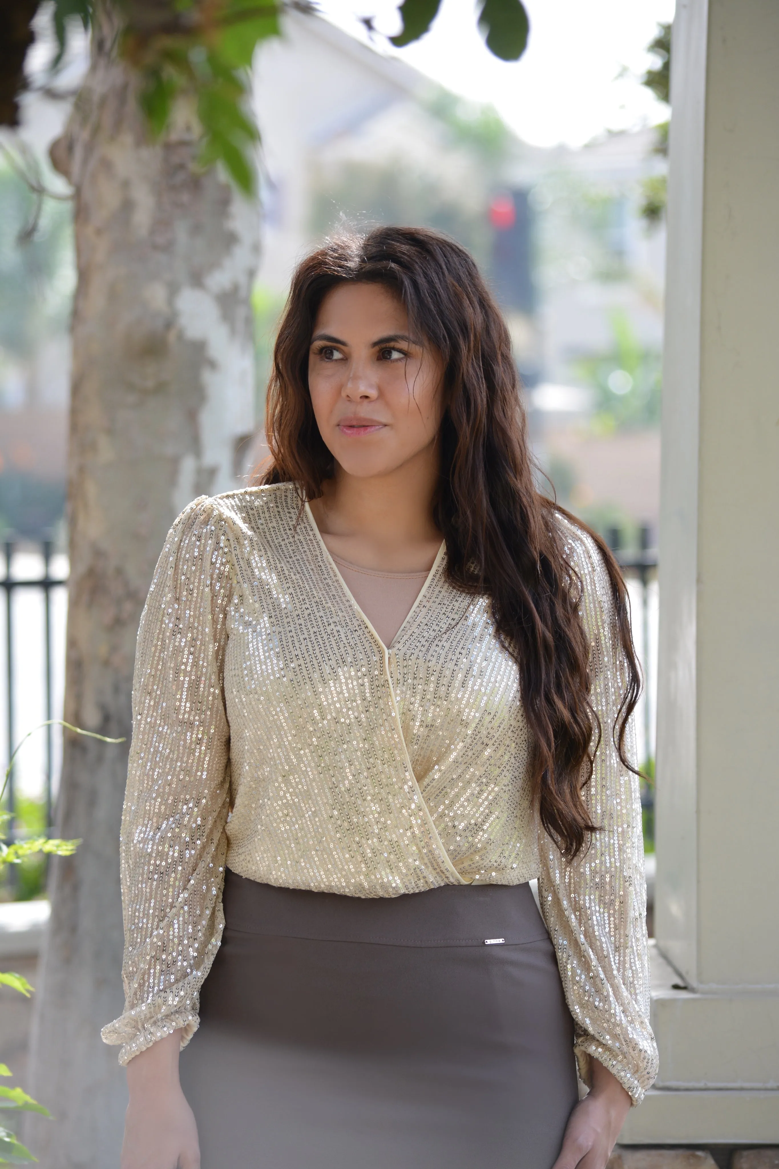Posie Ivory Sequin Top
