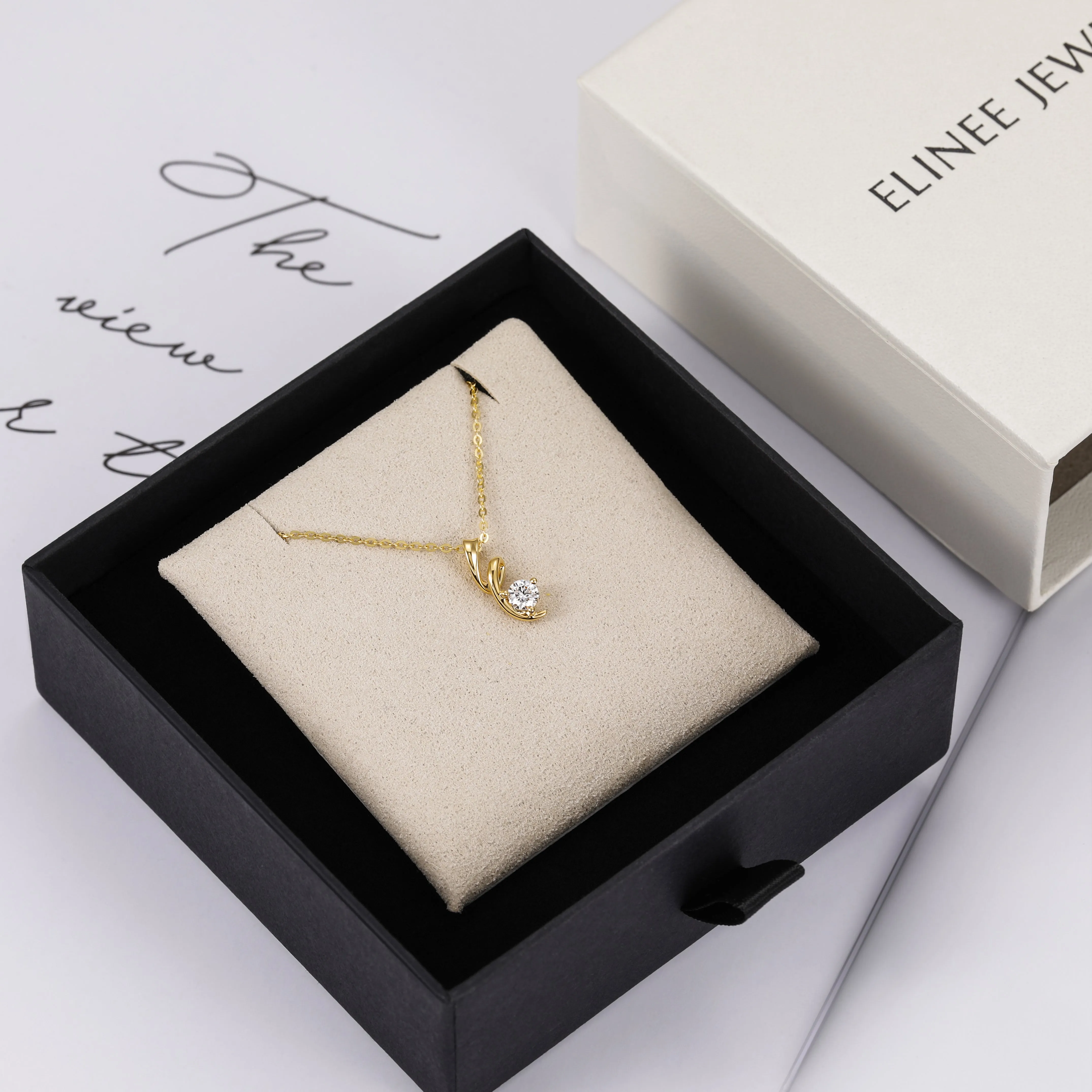 Solid Gold Moissanite Twist Pendant Necklace