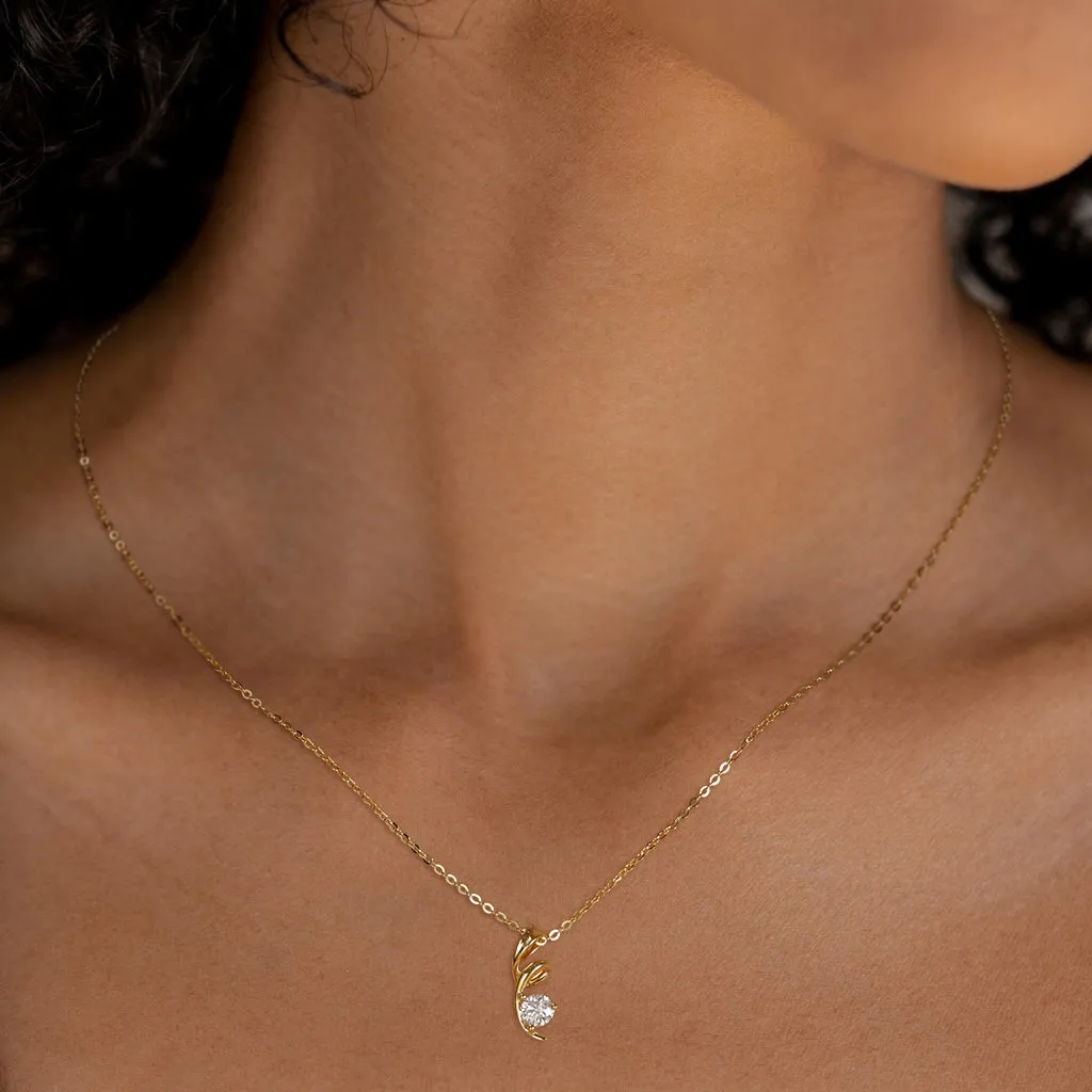 Solid Gold Moissanite Twist Pendant Necklace
