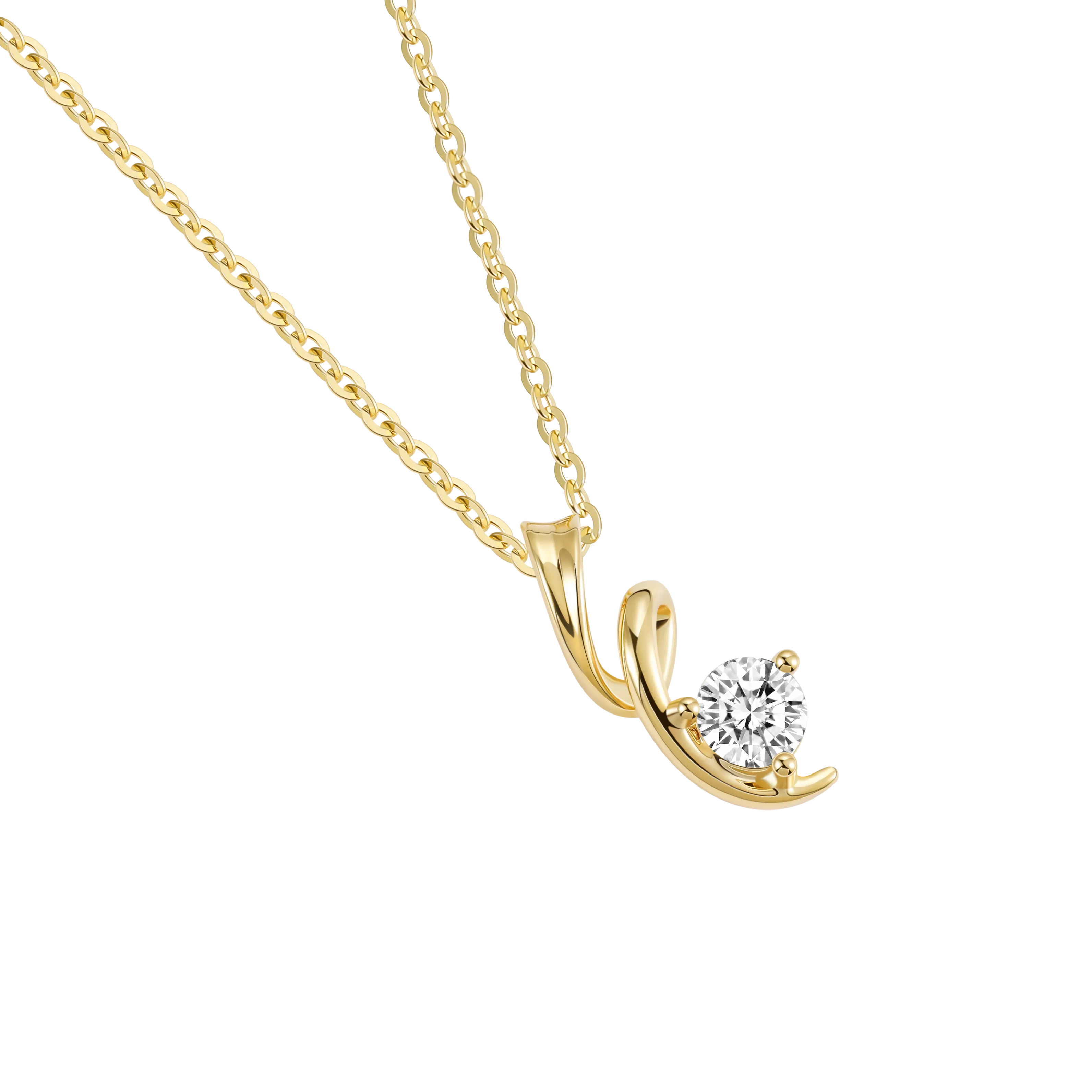 Solid Gold Moissanite Twist Pendant Necklace