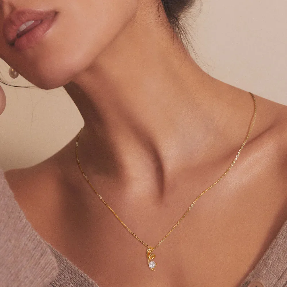 Solid Gold Moissanite Twist Pendant Necklace