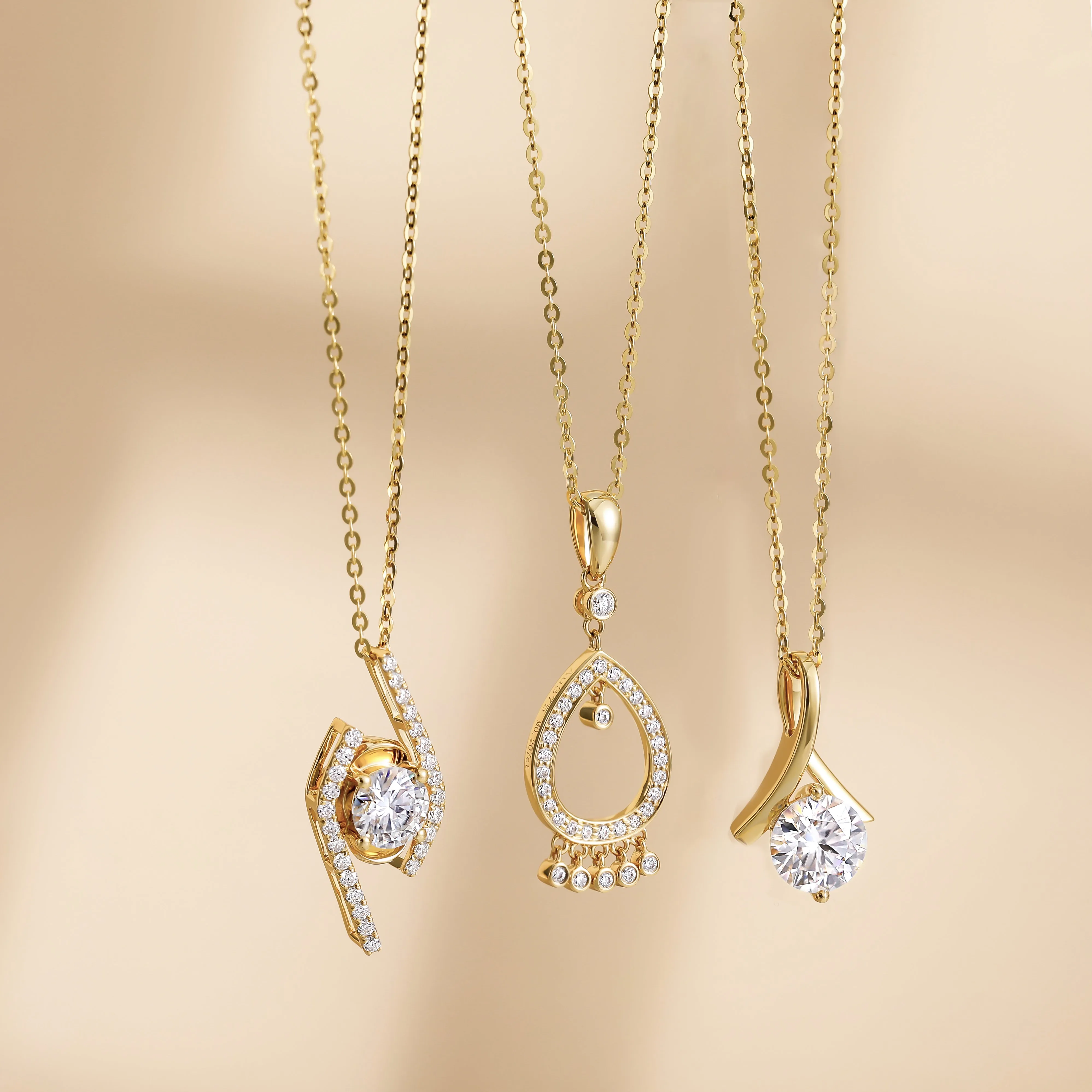 Solid Gold Moissanite Twist Pendant Necklace