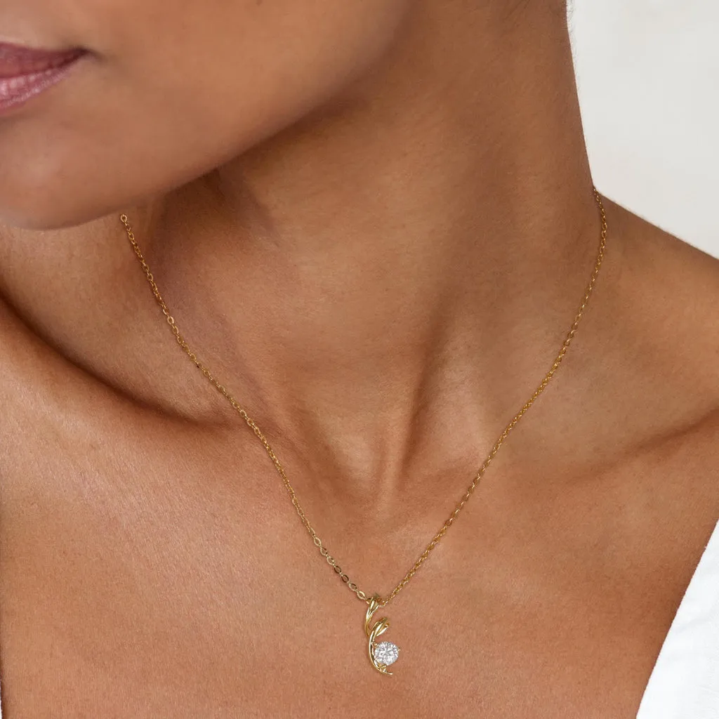 Solid Gold Moissanite Twist Pendant Necklace
