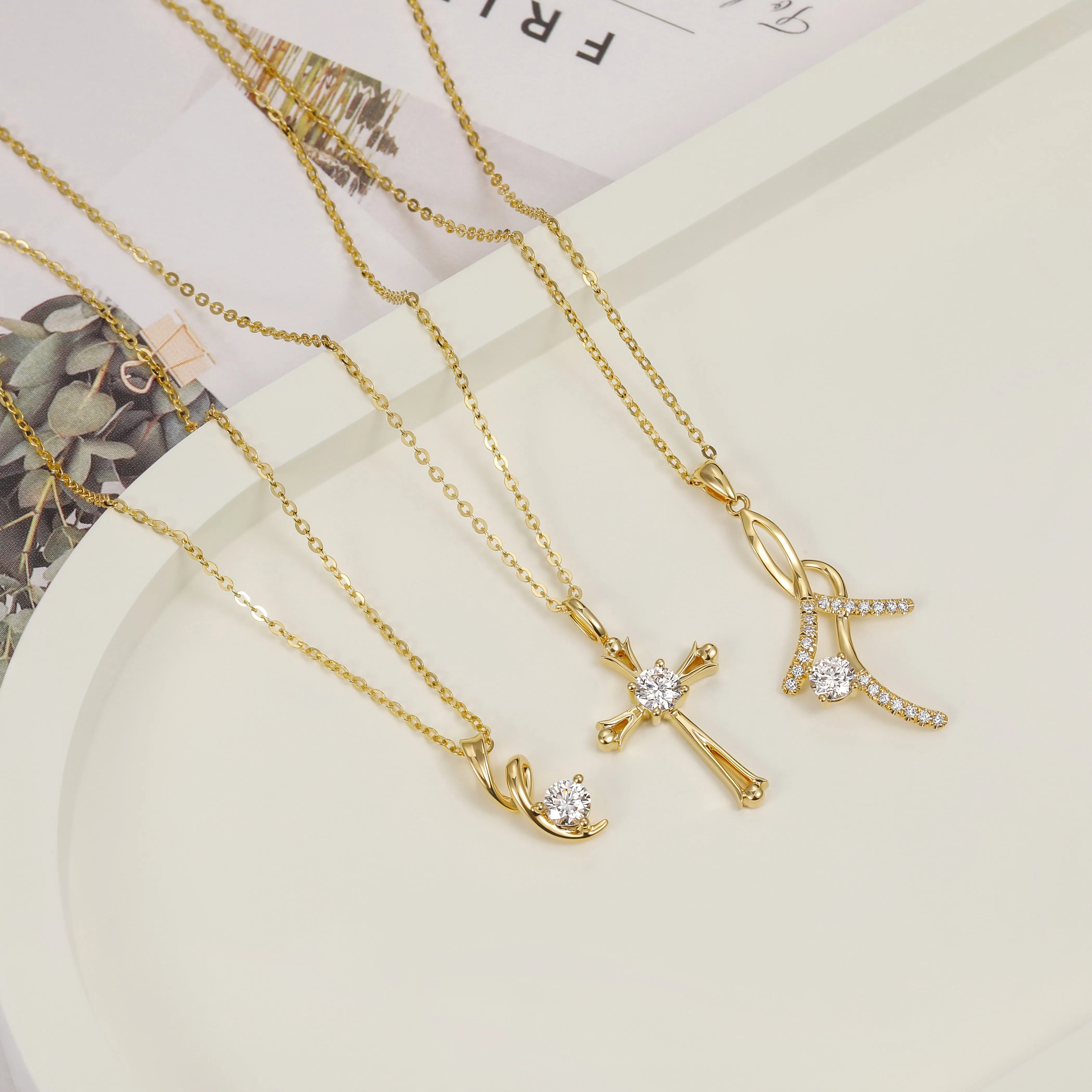 Solid Gold Moissanite Twist Pendant Necklace