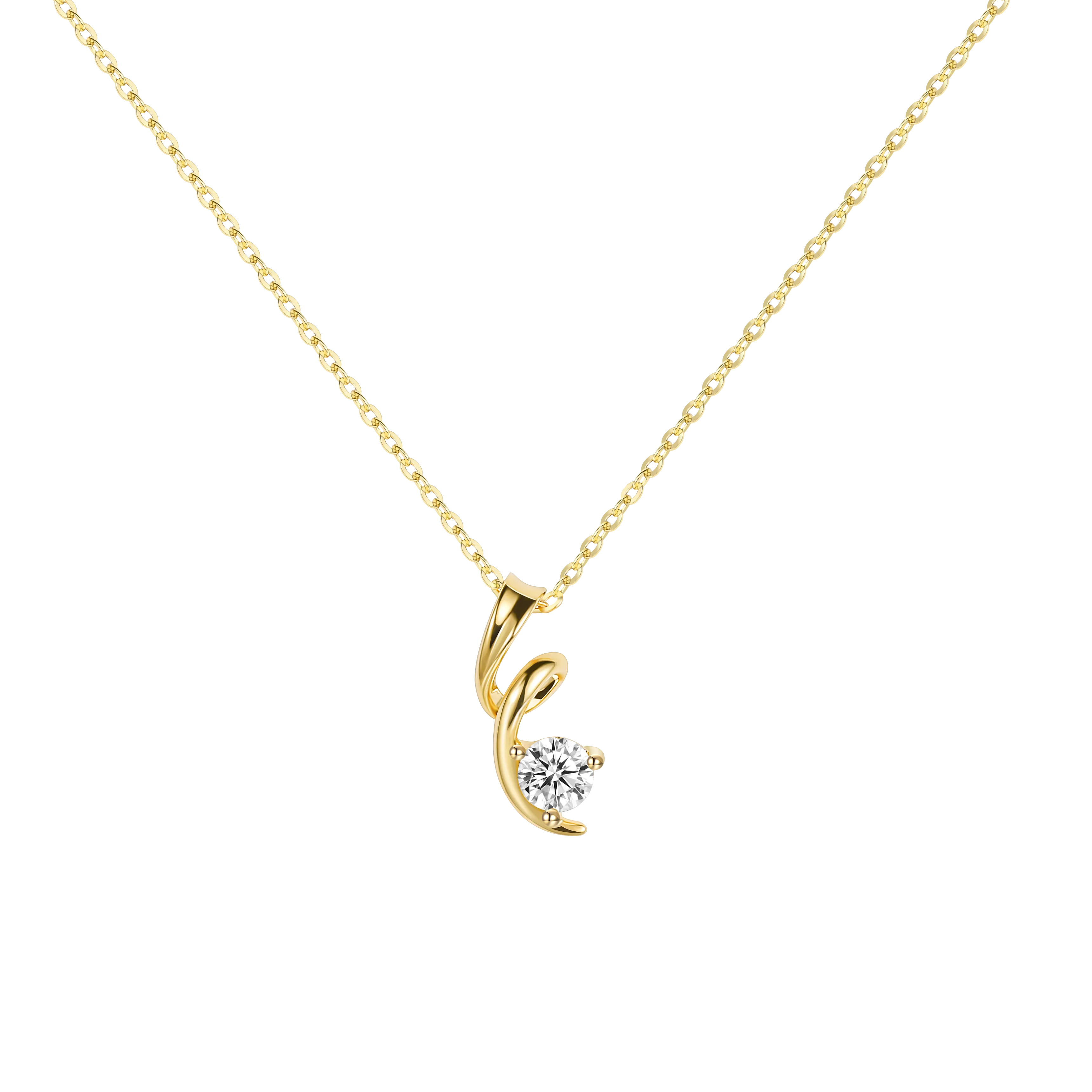 Solid Gold Moissanite Twist Pendant Necklace