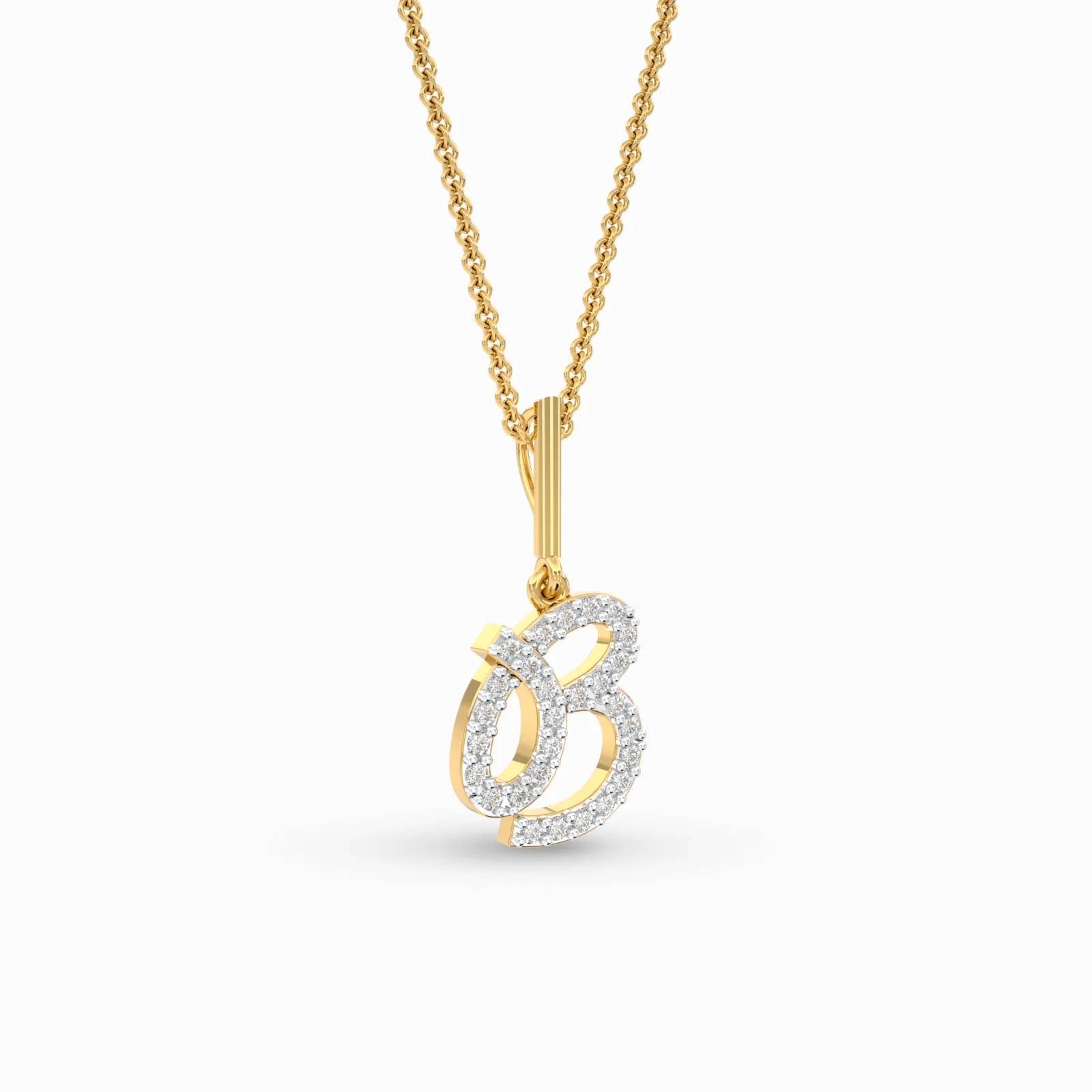 Stylish Diamond Initial Pendant Necklace