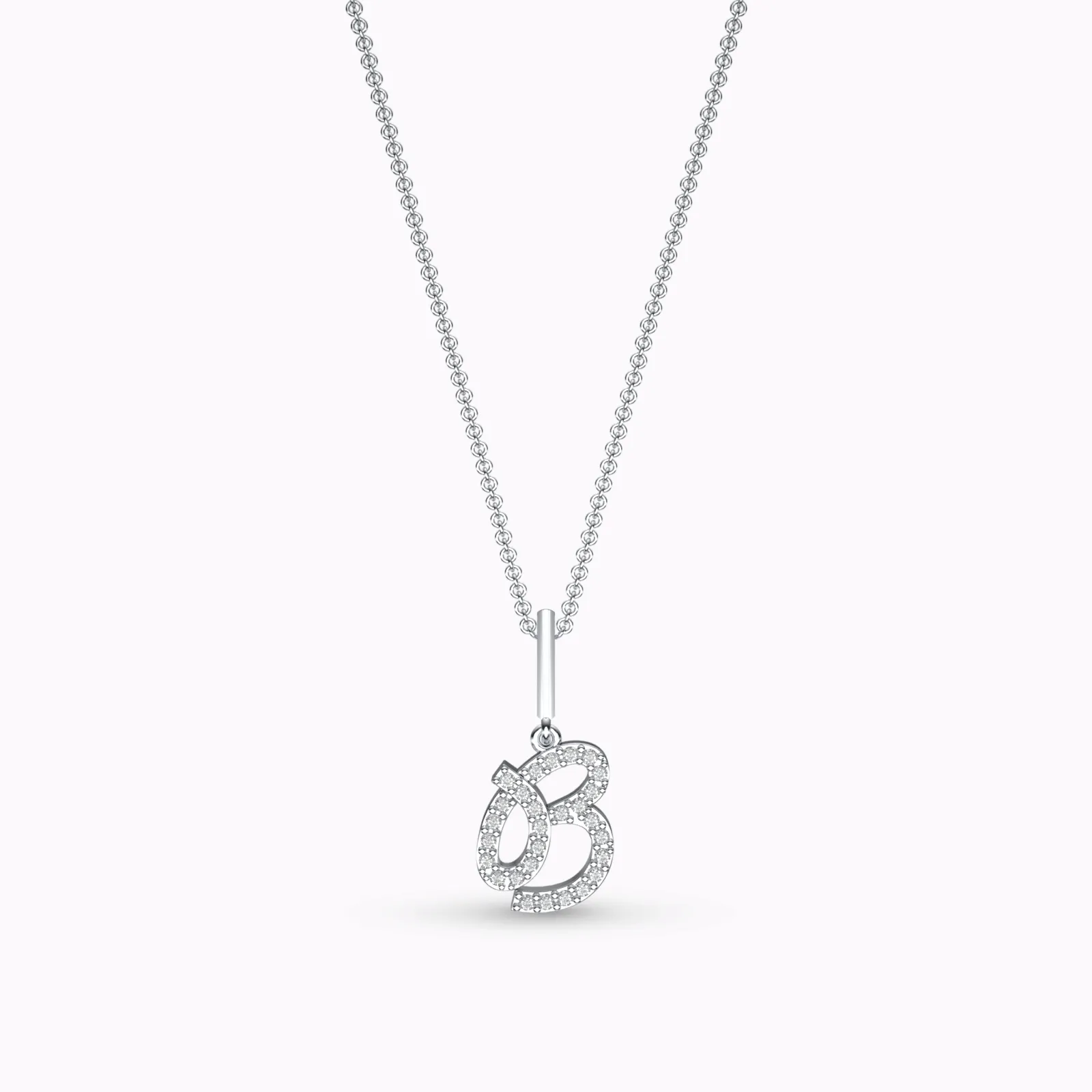 Stylish Diamond Initial Pendant Necklace