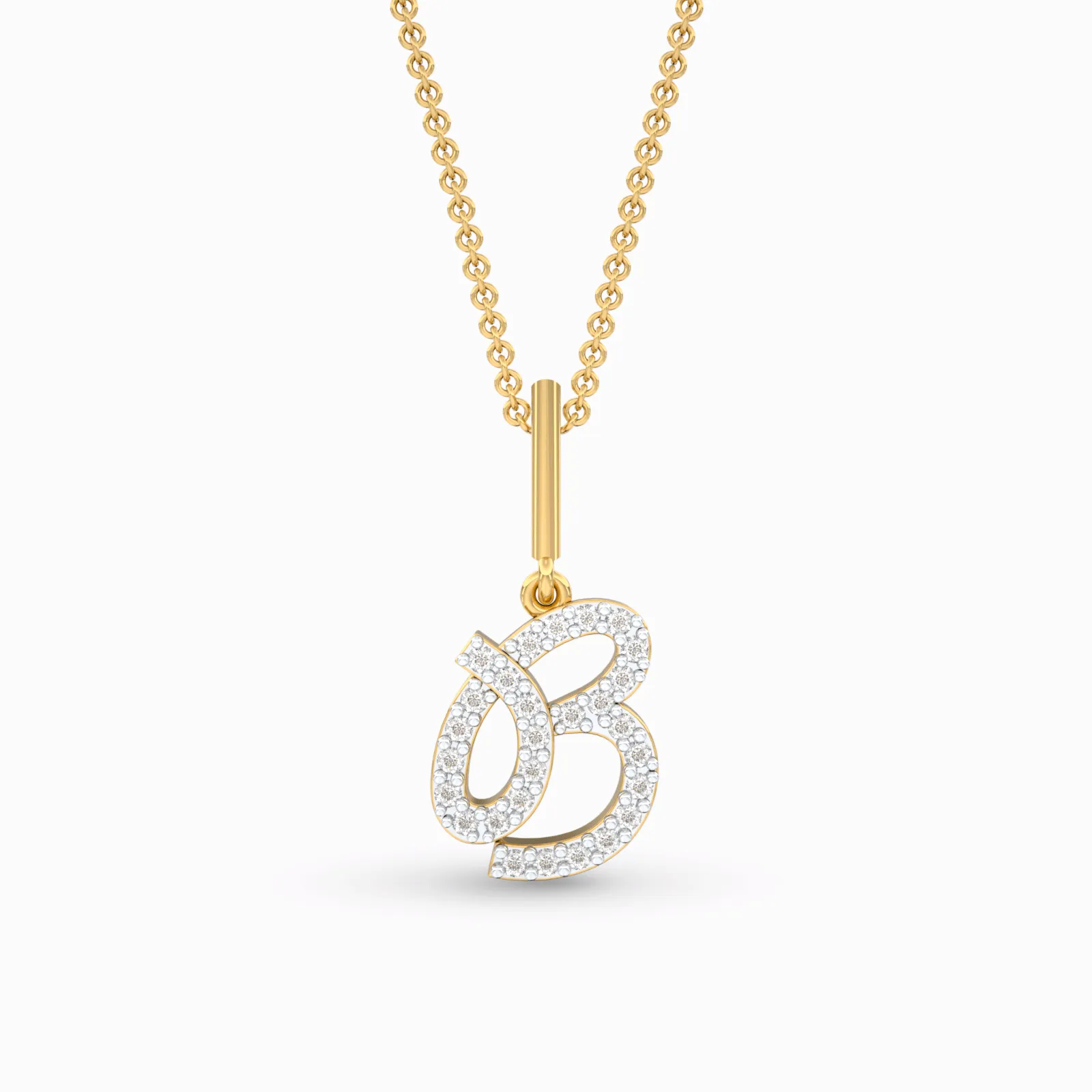 Stylish Diamond Initial Pendant Necklace