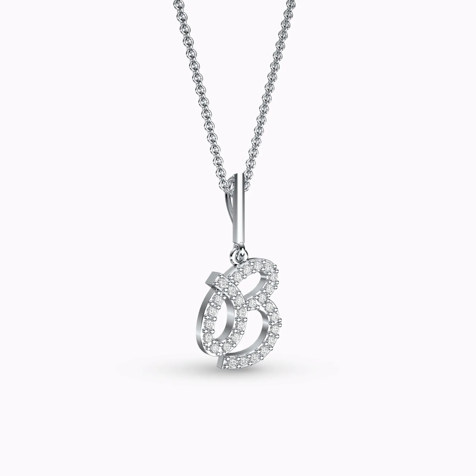 Stylish Diamond Initial Pendant Necklace