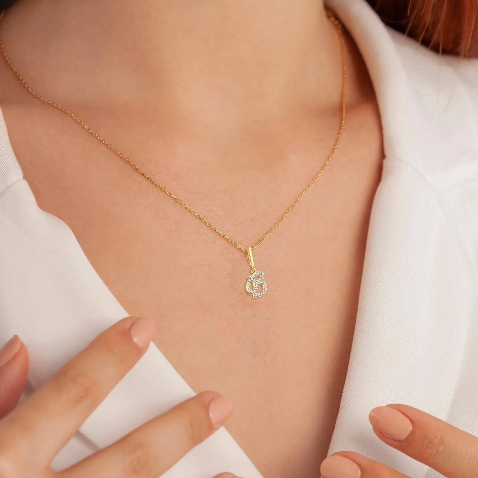Stylish Diamond Initial Pendant Necklace