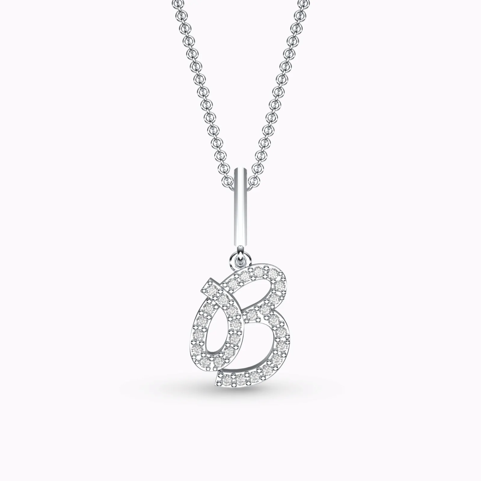 Stylish Diamond Initial Pendant Necklace