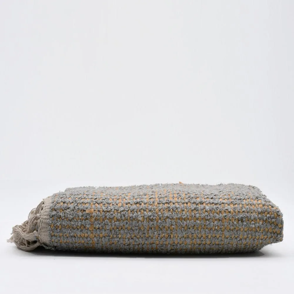 Tapis artisanal en sisal et coton 160x95 - Gris clair