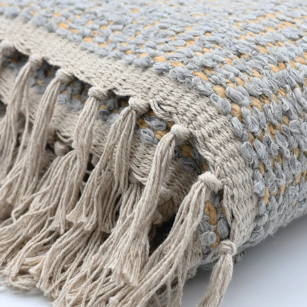 Tapis artisanal en sisal et coton 160x95 - Gris clair
