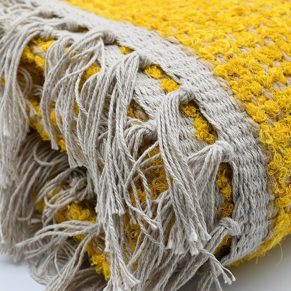 Tapis artisanal en sisal et coton 160x95 - Jaune