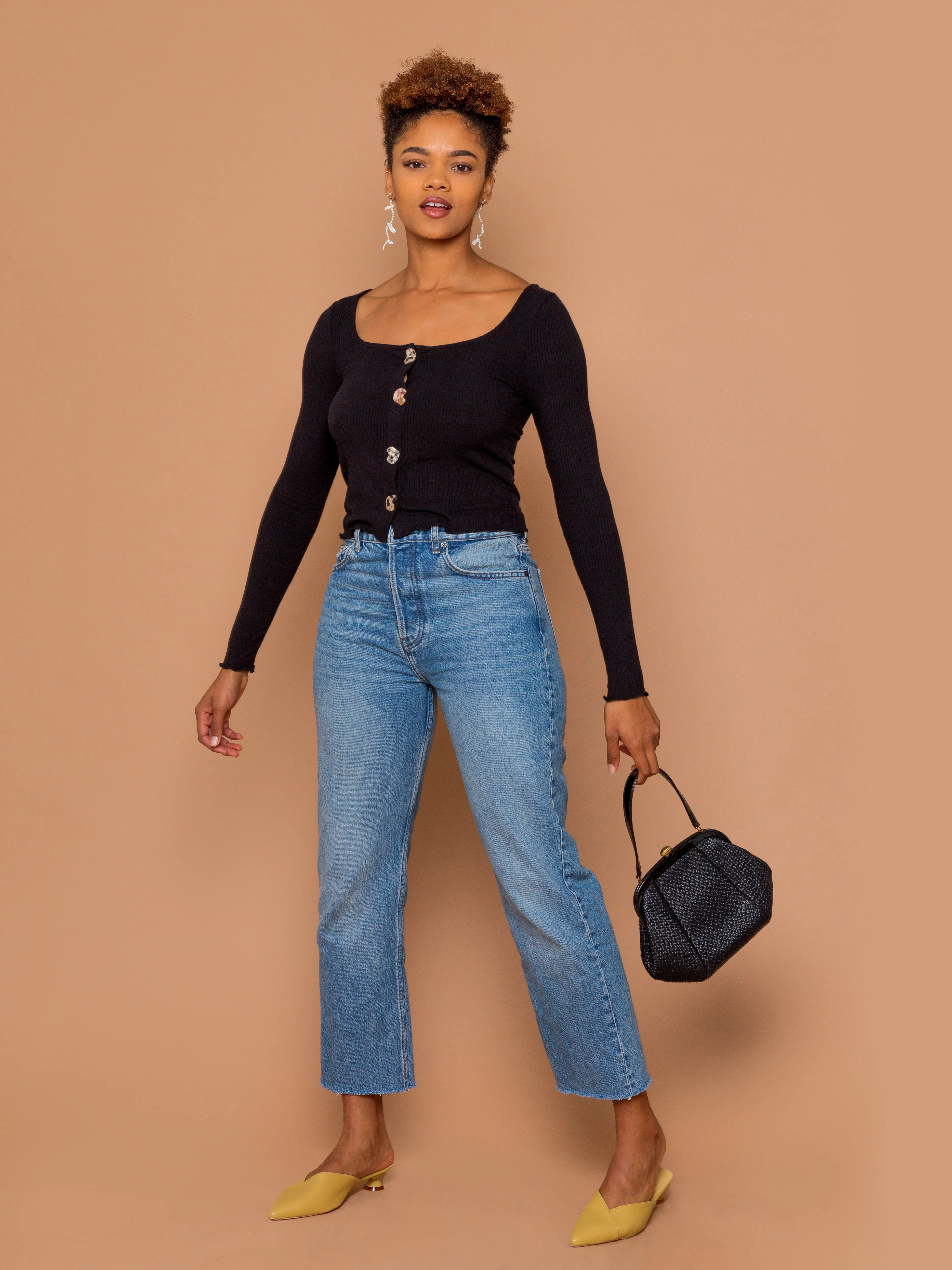 THE BUTTON PARTY CARDI - Black
