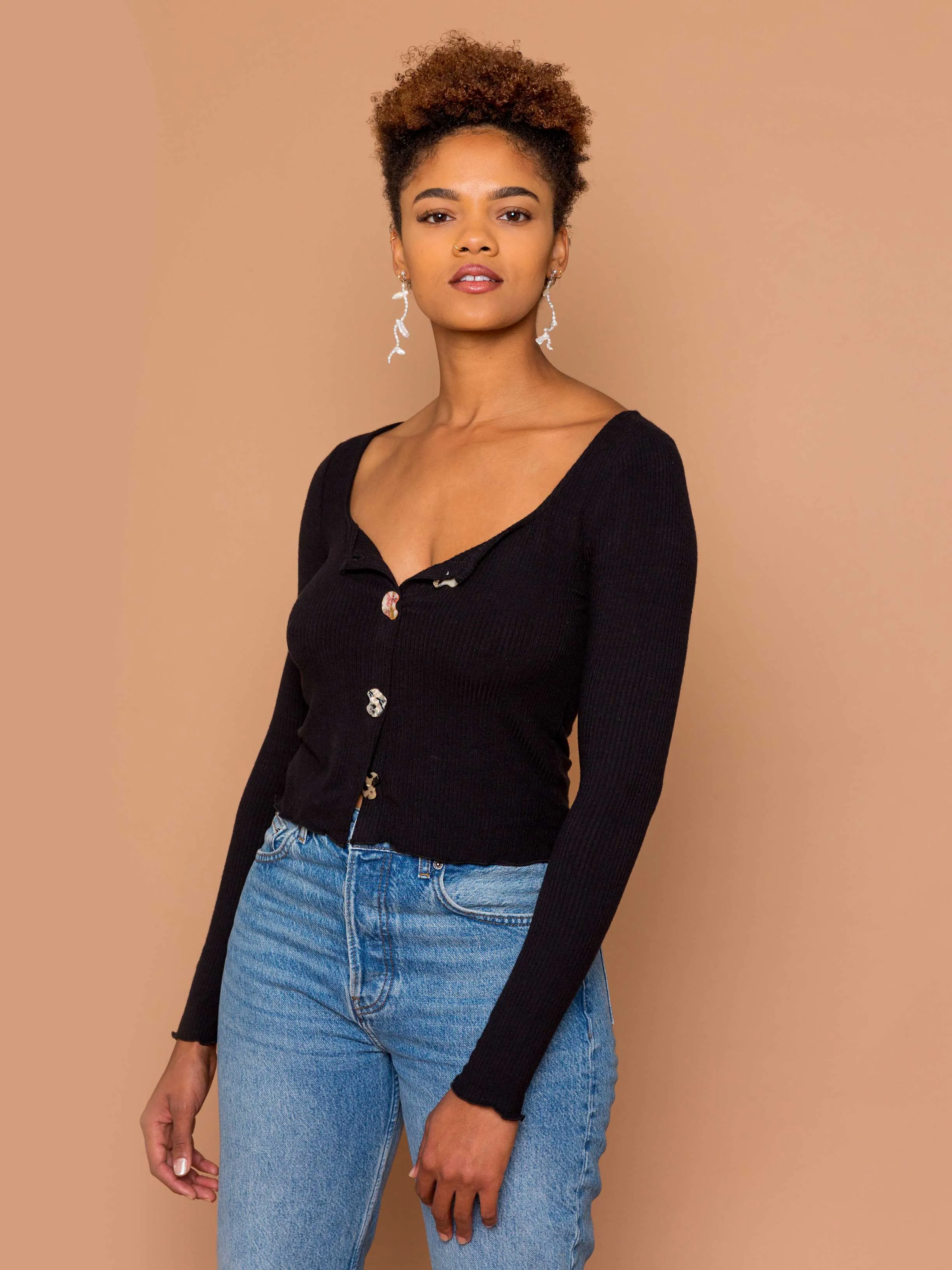 THE BUTTON PARTY CARDI - Black