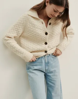 The MAREE CARDIGAN - Undyed Ecru x Repaired, Renewed