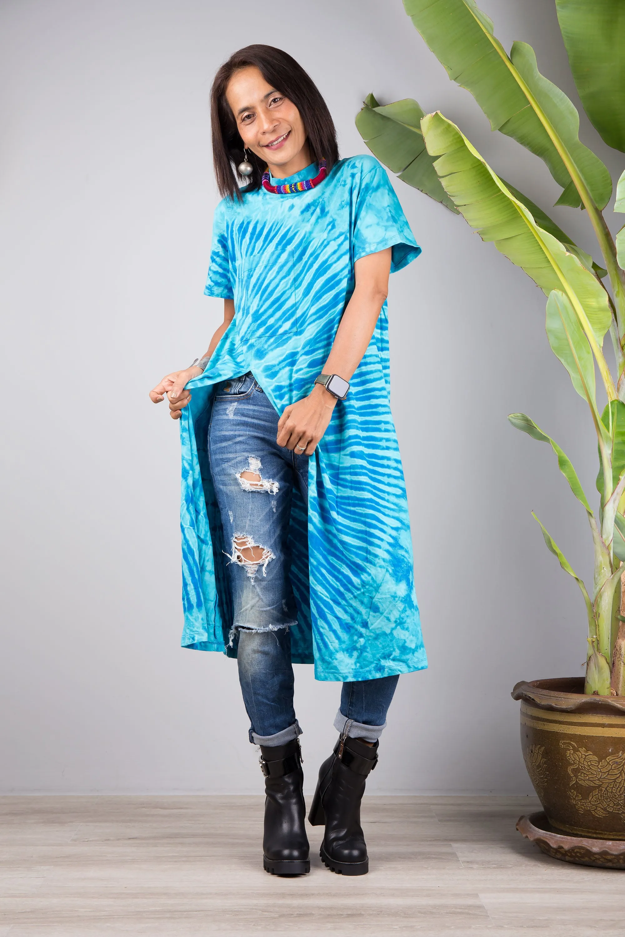 Tie dye dress with split