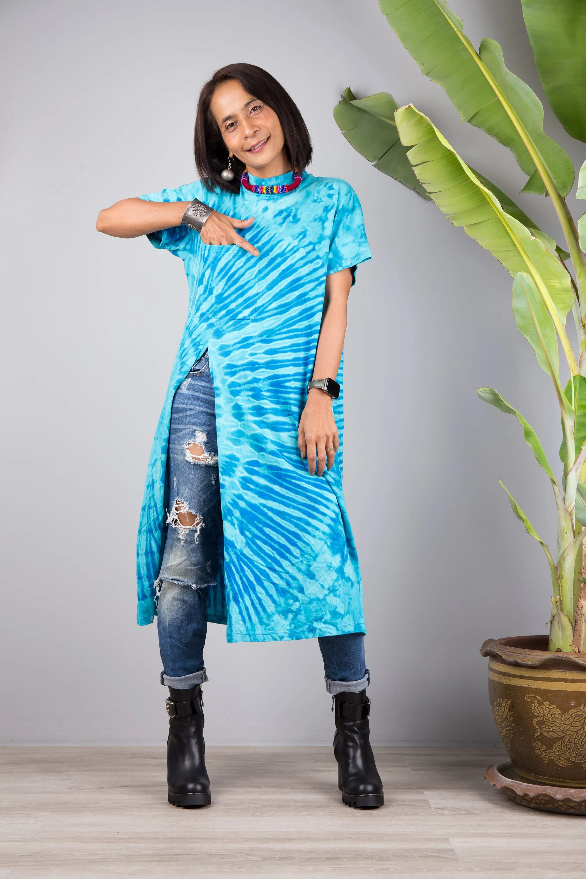 Tie dye dress with split
