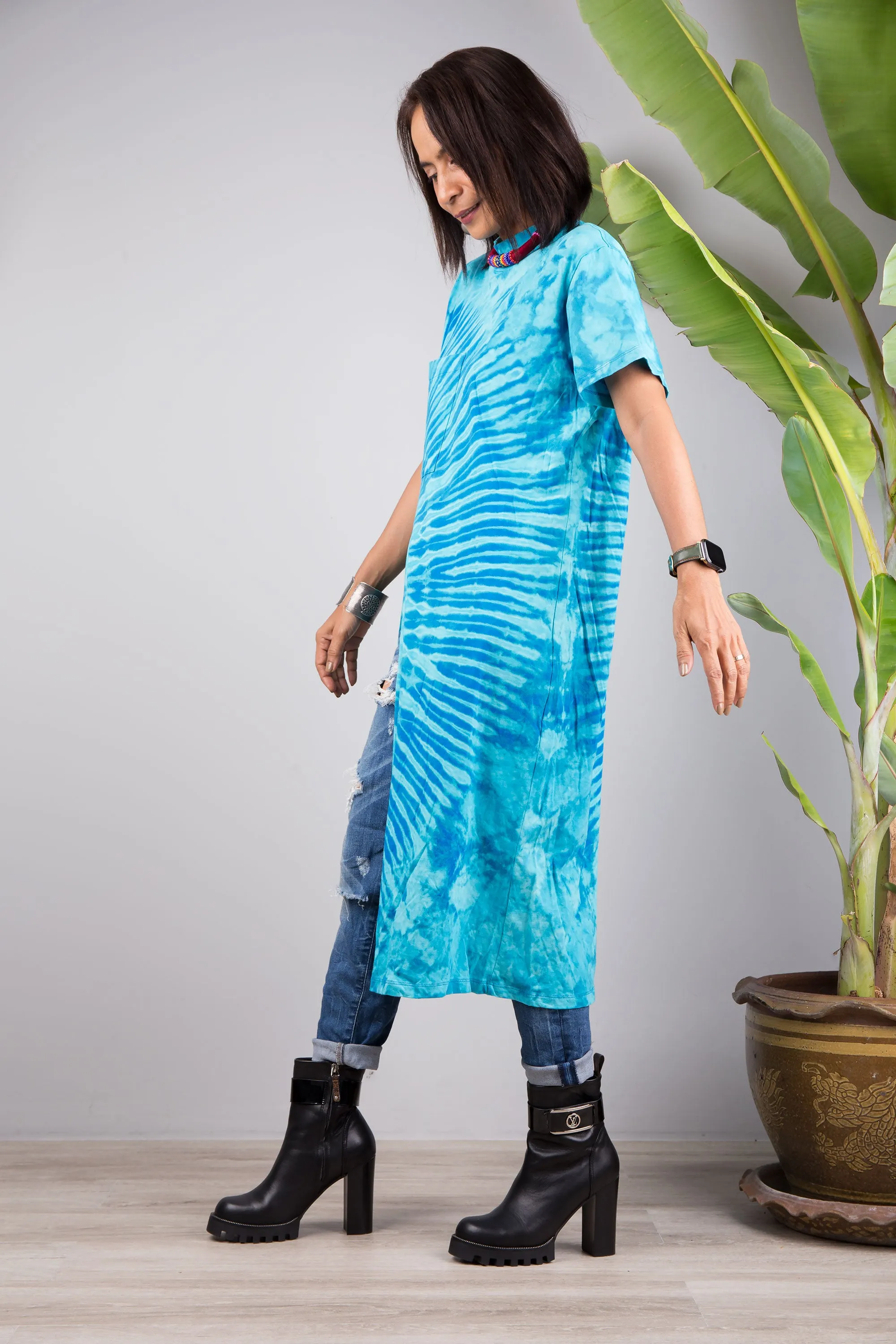 Tie dye dress with split