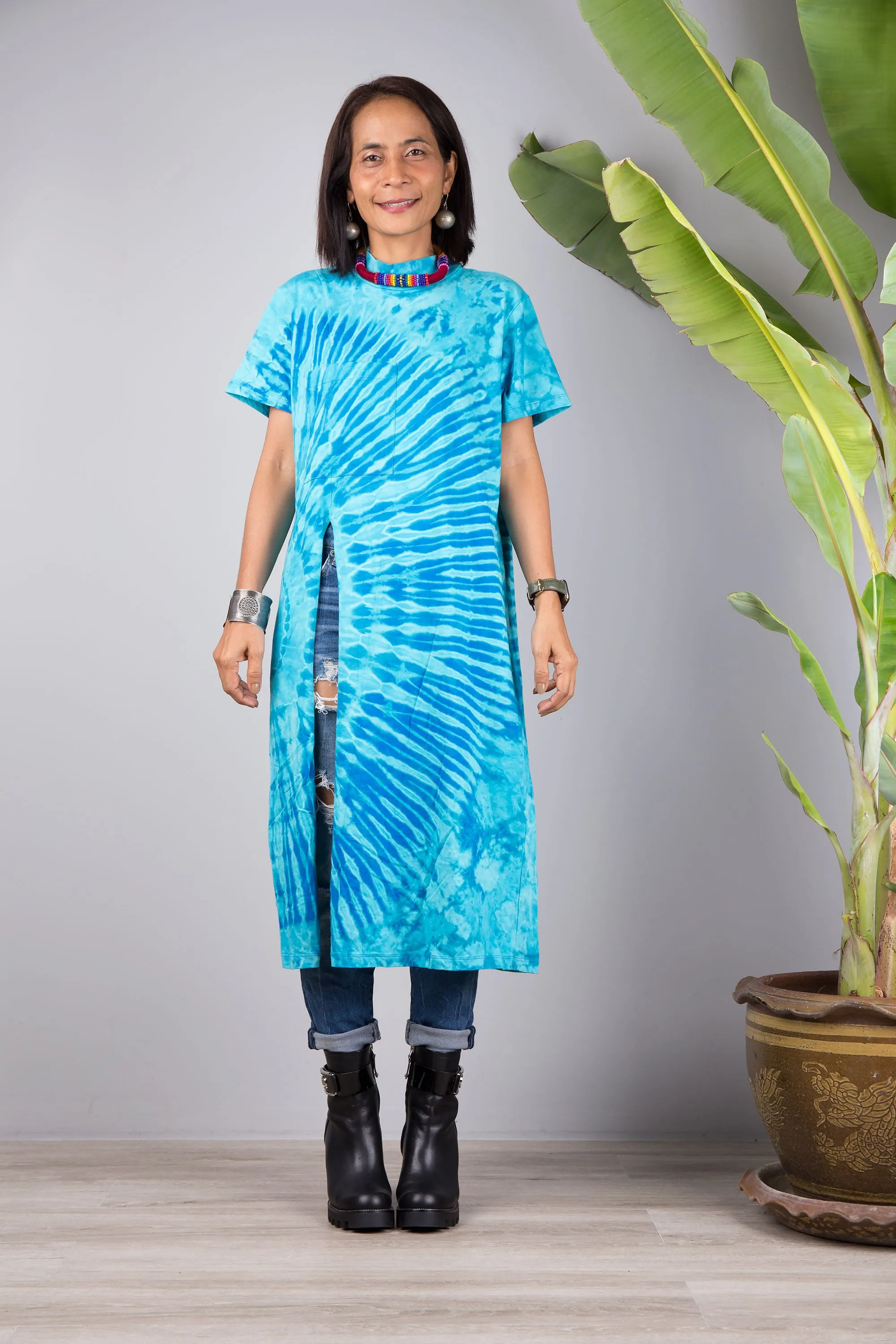 Tie dye dress with split
