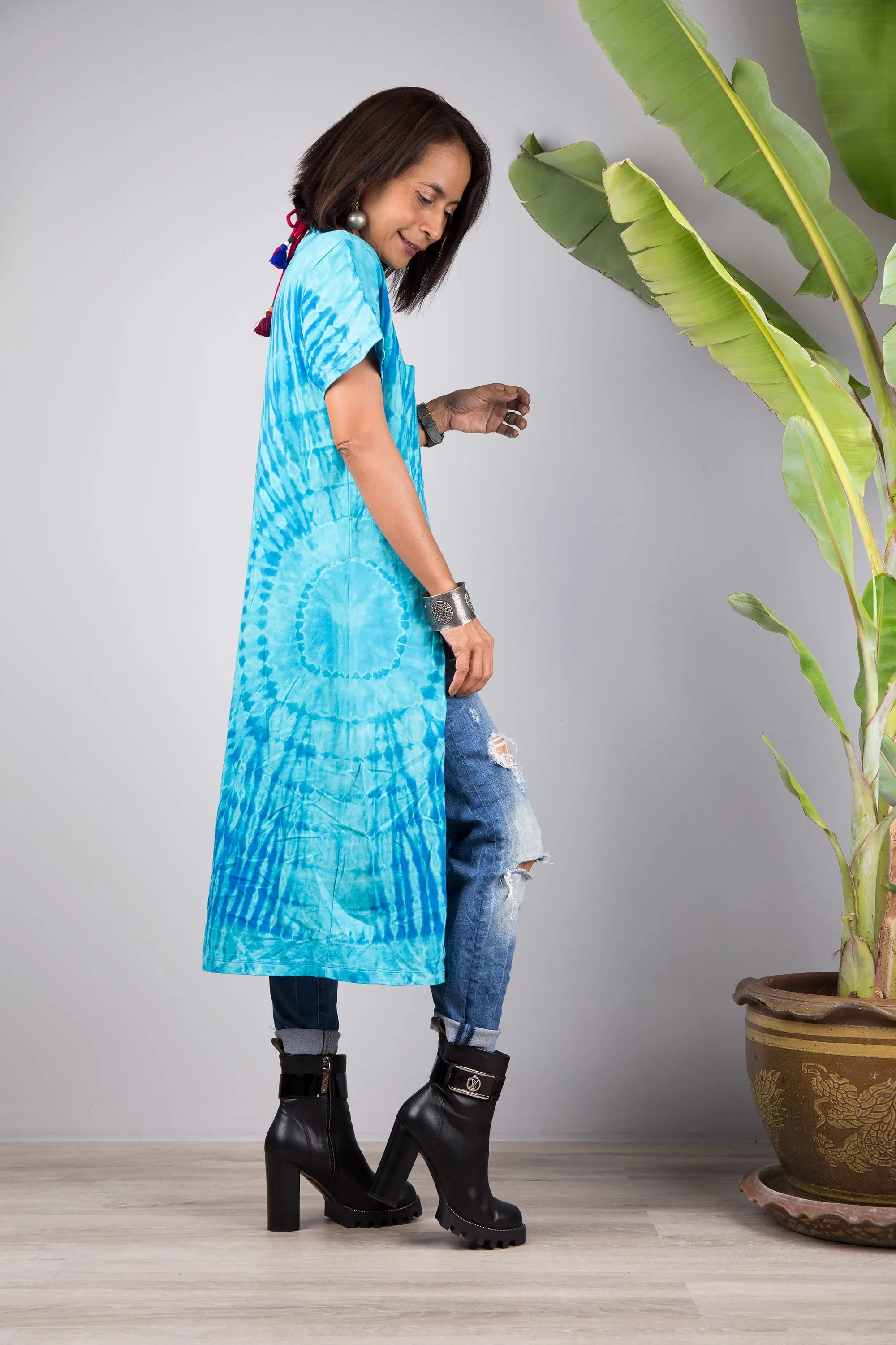 Tie dye dress with split