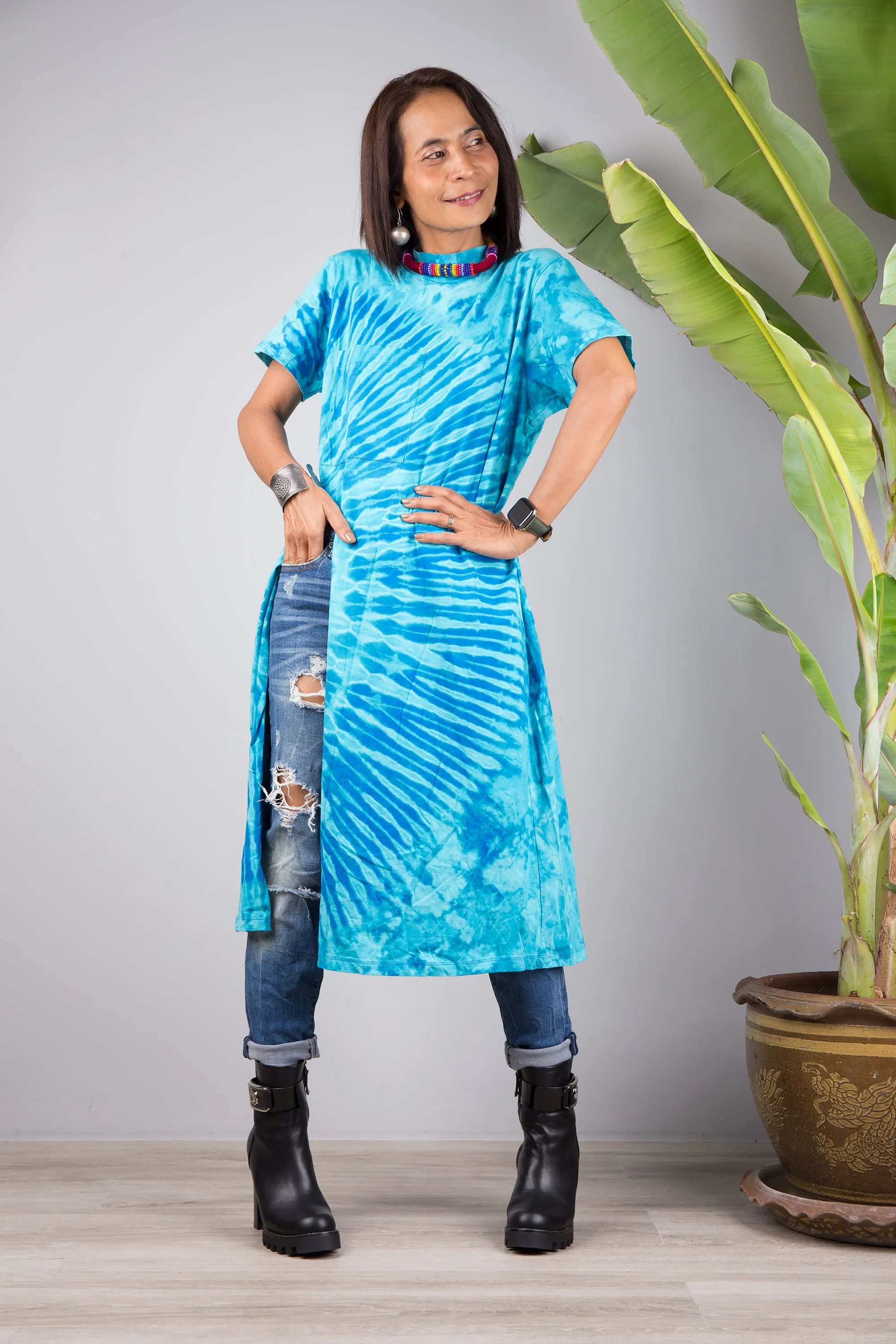 Tie dye dress with split