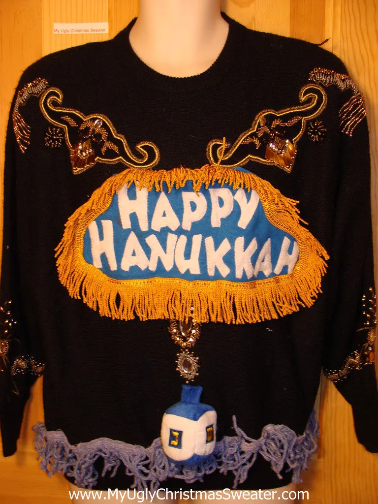 Ugly Christmas Sweater Party Hanukkah Sweater Vintage 80s (j136)