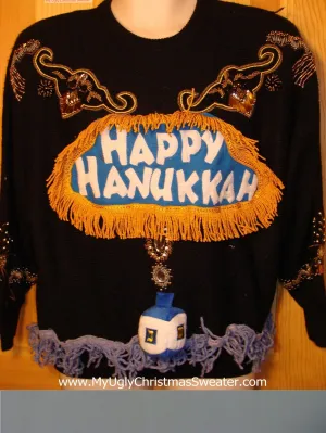 Ugly Christmas Sweater Party Hanukkah Sweater Vintage 80s (j136)